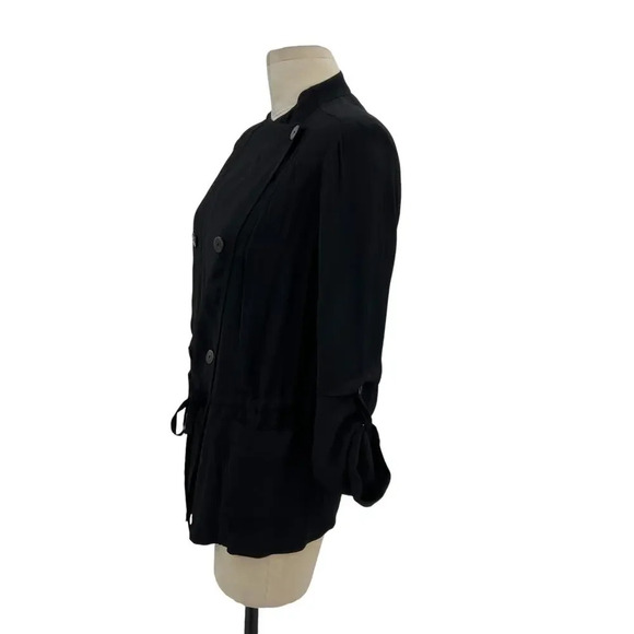Aritzia Babaton Hamelin Jacket Crepe Draped Button Drawstring Black Size XS - Picture 6 of 12